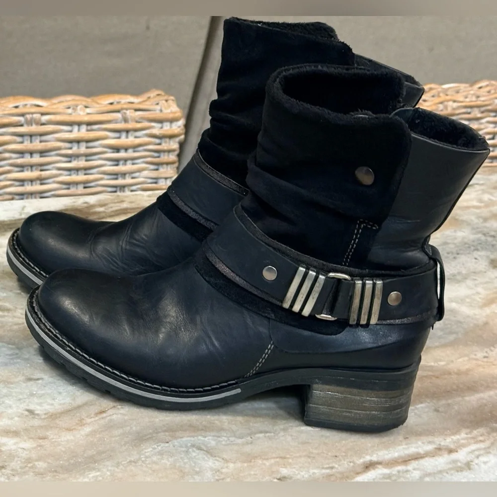 Women’s DROMEDARIS Kikka black leather & suede boots- Size 37 - Picture 2 of 10